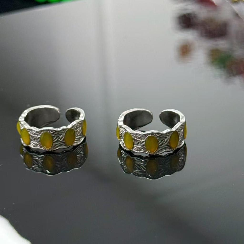 Retro Seven-Grain Luxury Inlaid Personalized Ring Light Fashion Jewelry for Live Broadcast