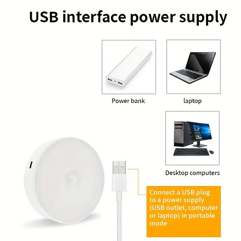8LED Induction Night Light USB Charging Circular Light with Magnetic Suction Staircase Light Suitable for Wardrobe Corridors