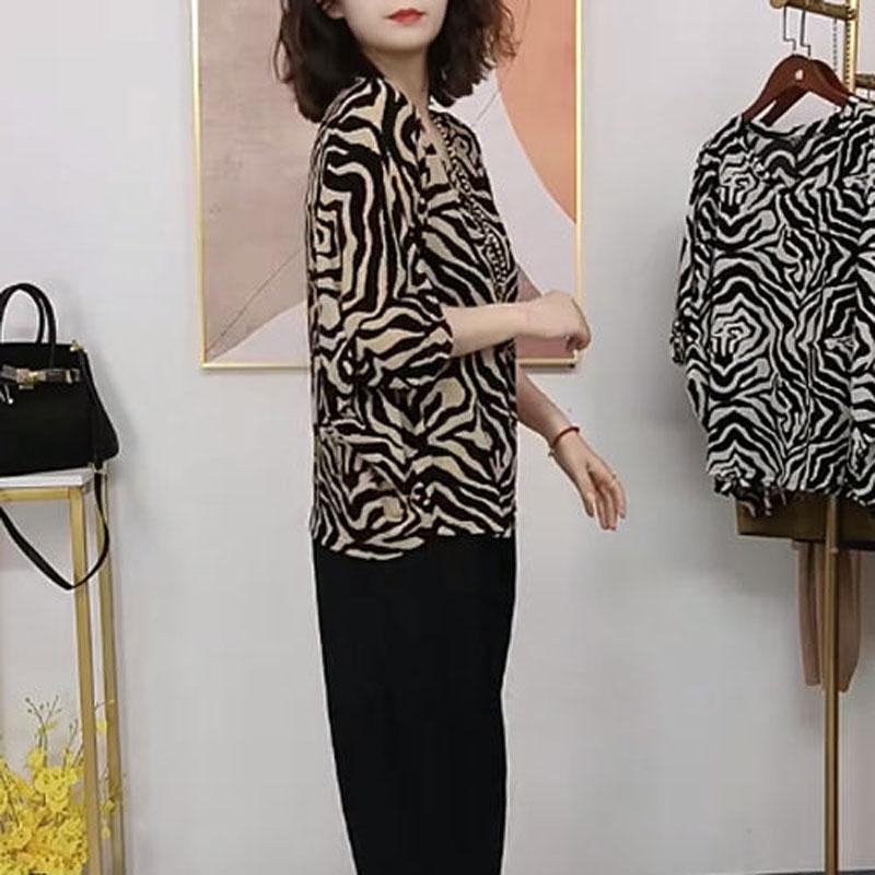 Casual Batwing Sleeve Striped Shirt Summer Loose V-Neck Vintage Printed Women's Clothing Stylish Spliced Basic Commute Blouse