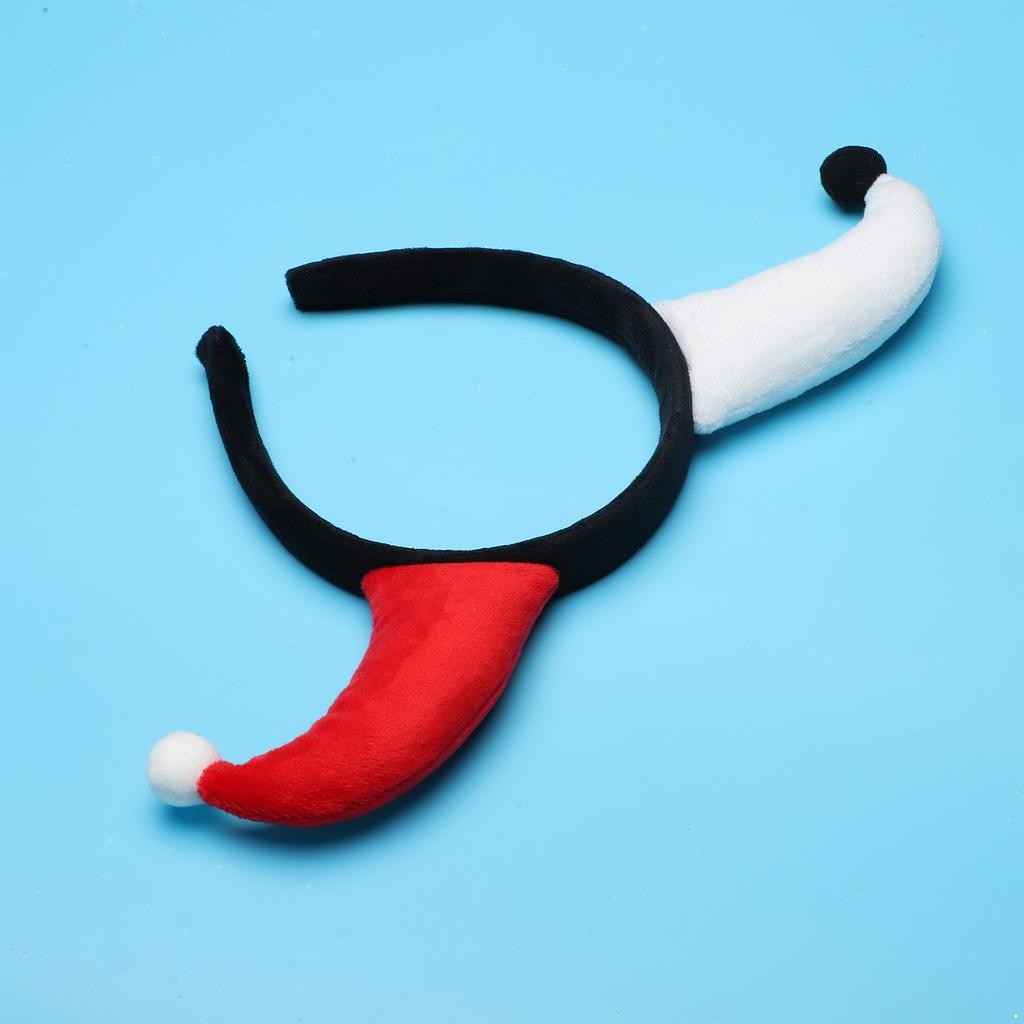 Szalony klaun z rogami na głowie i pomponem, kostium błazna, dodatek na karnawałową imprezę cosplay