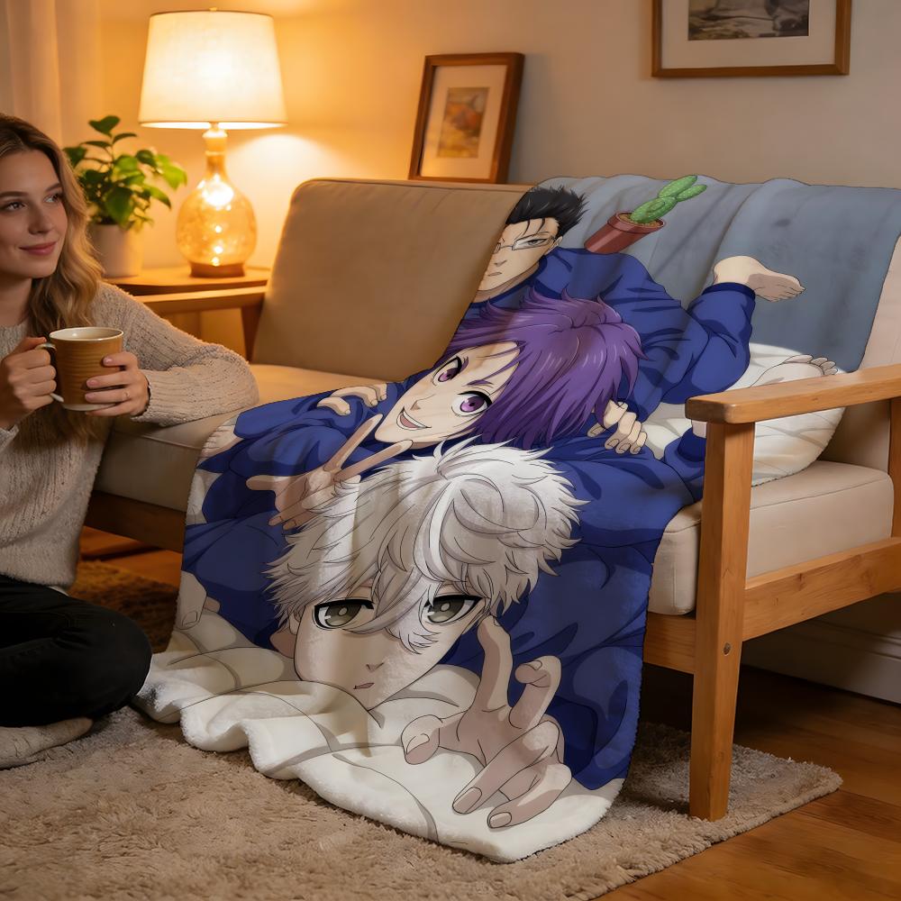 

Blue Lock Throw High-Density Short Plush Blanket Soft For Sofa Air-Con Room. 75cmx90cm