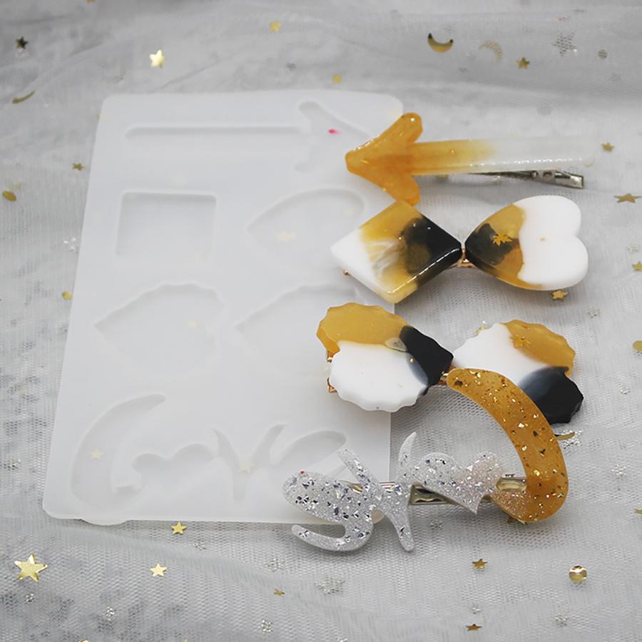 3PCS Hair Clip Silicone Mold Homemade Personalized Diy Hair Clip Star Flower Cat Hair Clip Mold Drip Glue Mold