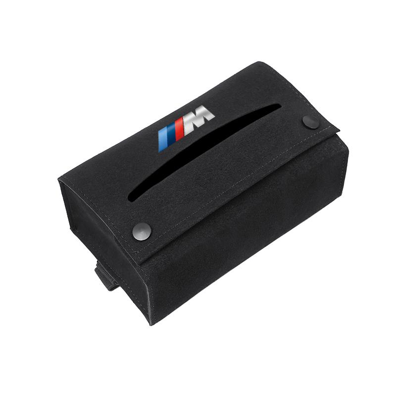 DJSA5 Car Tissue Box Suede Tissue Storage Bag For BMW M E60 G30 G20 G05 E60 G26 E39 E36 Car Interior Accessories Kleenex Case Keychain
