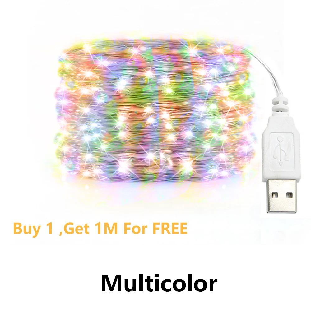 10/20/30M USB LED String Lights Copper Silver Wire Garland Light Waterproof Fairy Lights For Christmas Wedding Party Decoration 1 meter