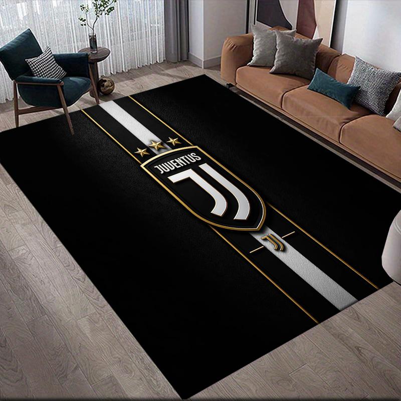 Juventus Football Club Flannel Pattern Square Carpet,Area Rug,Carpet Rug for Living Room Bedroom Sofa Playroom Decor,Non-slip Floor Mat