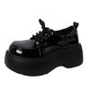 Round head heightening retro British style black platform small leather shoes women's autumn and winter 2025 new French style with skirt single shoes