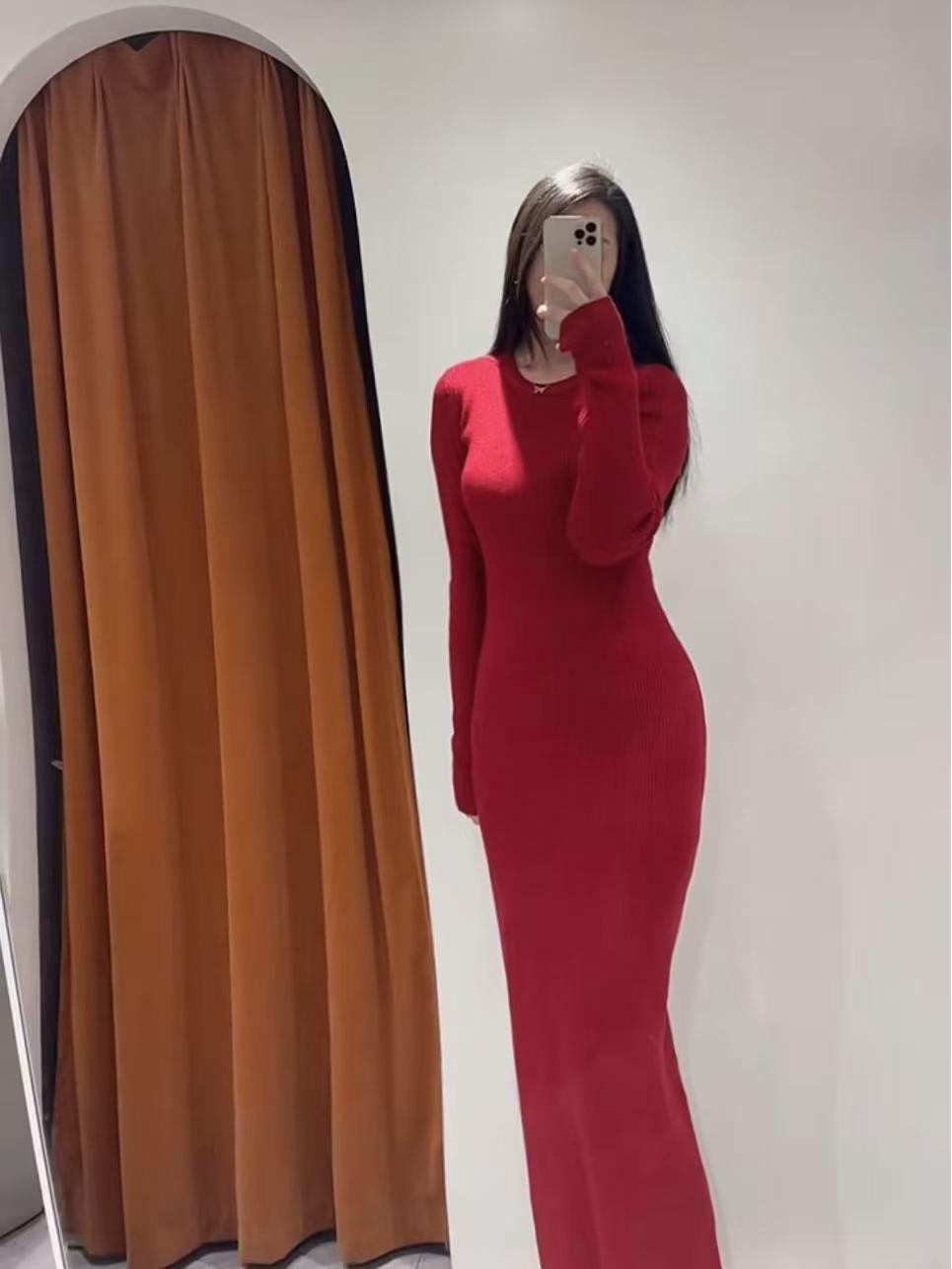 

Elegant Red Knit New Year s Dress for Women - 2025 Winter Collection Extra Large красный
