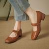 Mote Nye Vår Høst Ekte Skinn Damesko Mote Firkantet Tå Sko for Kvinner Mary Jane Sko Zapatos Mujer Damepumper