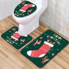 Christmas Toilet Three-Piece Floor Mat Bathroom Three-Piece Carpet Doormat