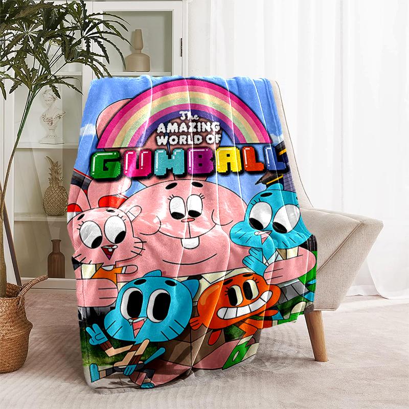 1pc Blanket The Amazing World of Gumball1 Print Design, Lightweight Blanket for Sofa, Bed- Soft &Warm, Gift for All Seasons Like Christmas, Halloween