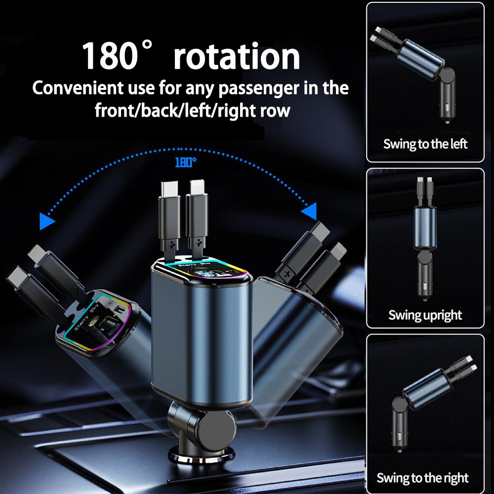 120W Car Retractable Charger,Starry Sky Roof Light,Super Fast Phone Charger Cigarette Lighter Adapter for iPhone Android