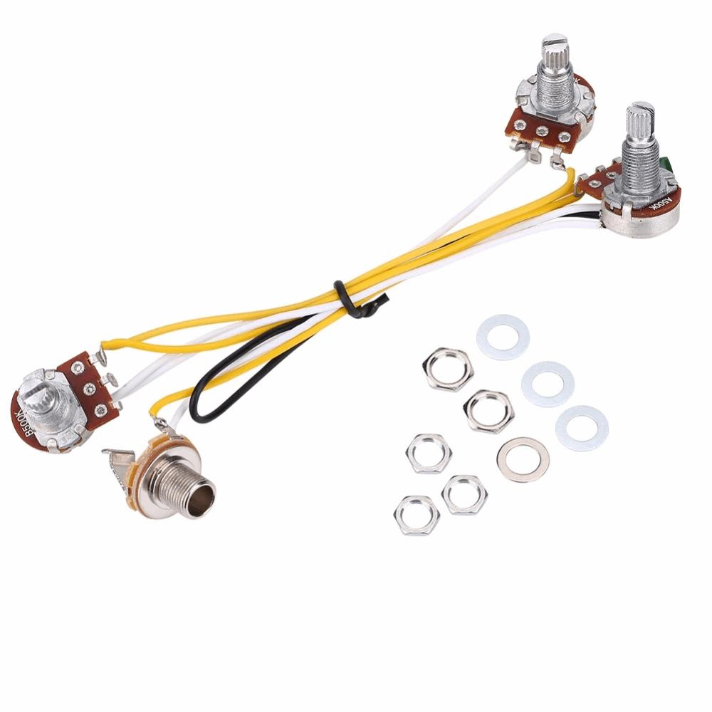 

2 Volume 1 Tone Wiring Harness Kit A500K And B500K Bass Wiring Harness Prewired Kit Bass Parts