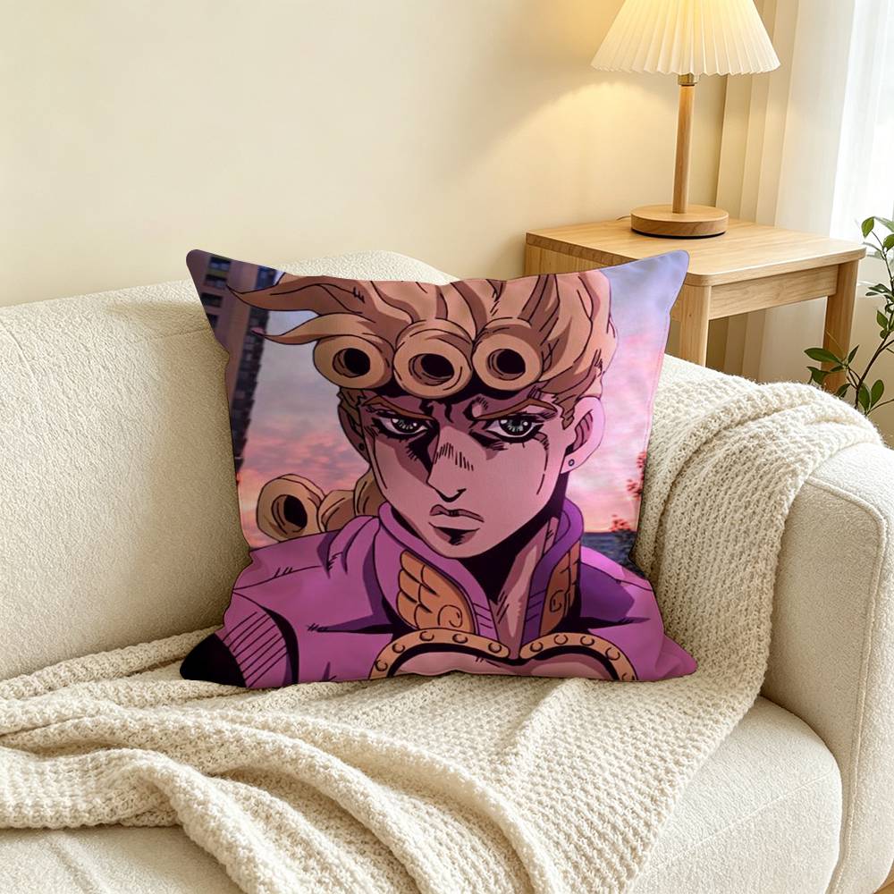 Anime J-JoJos Giorno Giovanna Square Double-Sided printed Pillow Case Bedroom Bedside Pillow Sofa Cushion Cover