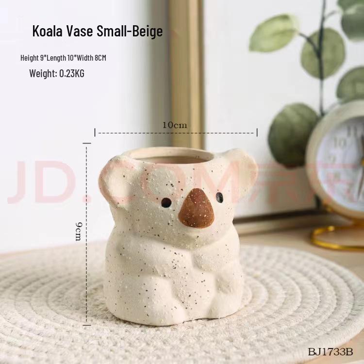 Cute Koala Retro Resin Flower Pot - Succulent Bonsai Holder & Makeup Storage Vase
