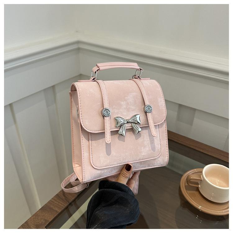 

2025 casual new fashion college style butterfly personality large capacity foreign style single shoulder oblique span portable double backpack female розовый