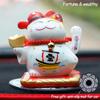 Gatto Fortunato Ceramica Alimentato a Energia Solare Maneki Neko Braccio Ondulante Gatto che Invita la Fortuna con Tappetino Auto Decorazione Scrivania Fascino Regalo