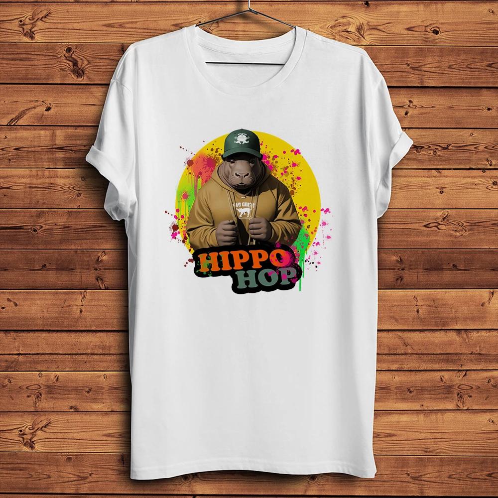 Grumpy Hippo Hop Hiphop Funny Novelty TShirt Homme Short Sleeve Casual T Shirt Unisex Streetwear Tee Breathable Print