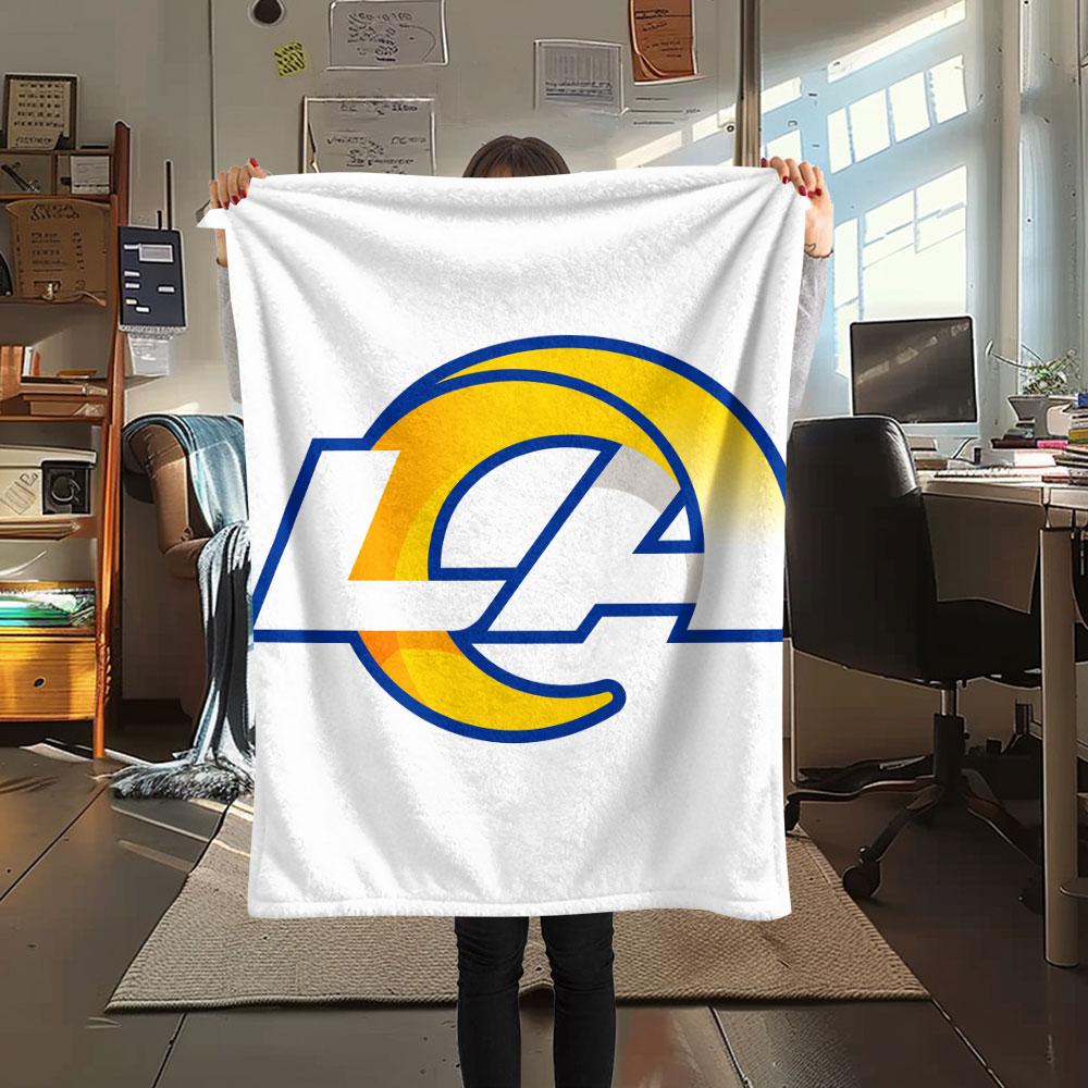 LA Rams Printed Flannel Blanket, Soft Throw for Bedroom Sofa, Washable, Fan Merchandise, Great Gift.
