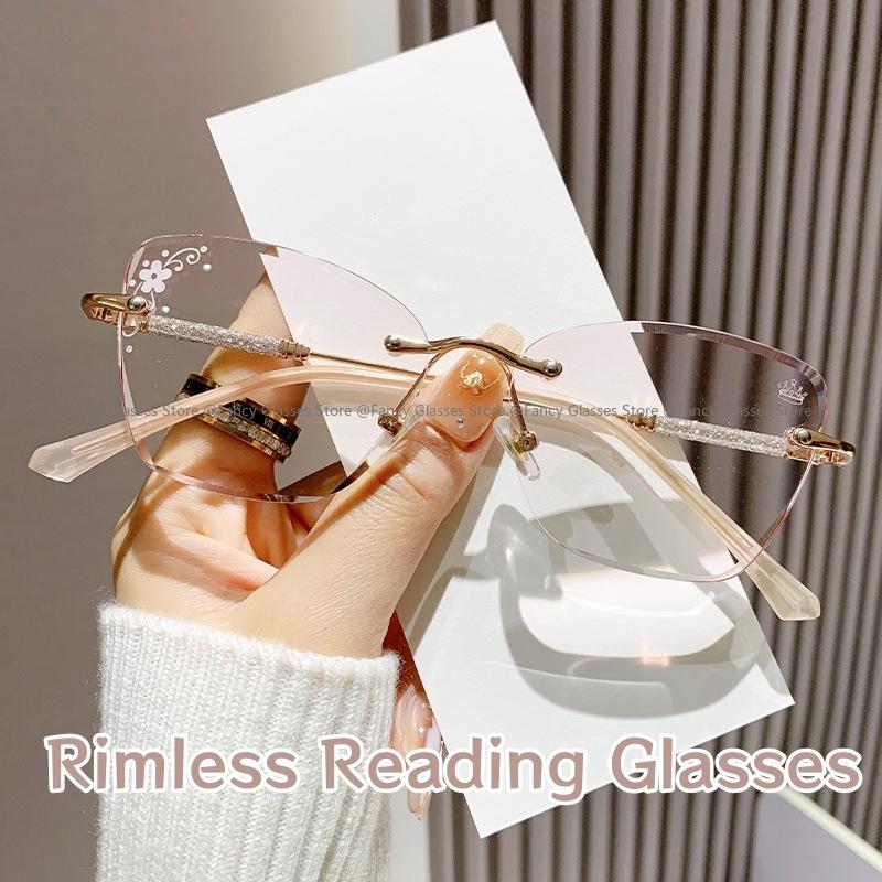 Eleganti Occhiali da Lettura di Tendenza per Donna Moda Alta Definizione Ipermetropia Occhiali Uomo Donna Diamante Senza Montatura Occhiali per Lontano Vista+4.0