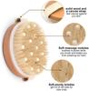 Round WOODEN BATH BRUSH Brushing Body Brush Exfoliating Scrubber Wooden Shower Brush Body Exfoliator for Bathing Sponge with Soft Silicone Massage