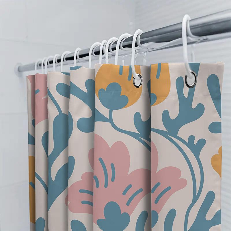 Moderner Badezimmer-Duschvorhang mit Blumendruck, dekorativ, wasserdichtes Stoff-Duschvorhänge für Heimdekoration in verschiedenen Größen! (