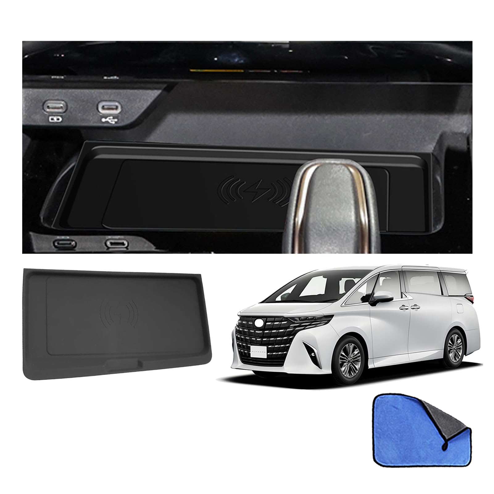 

Rasya Toyota Alphard 40 Series 40 Series Anti-slip Mat for Toyota VELLFIRE ALPHARD 40 Console wireless charging only чёрный