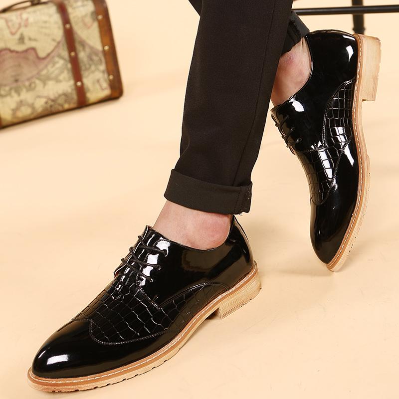 Oxford dress shoes lace up outdoor men's office suit shoes black footwear wedding formal Italian shoes popular big size 48