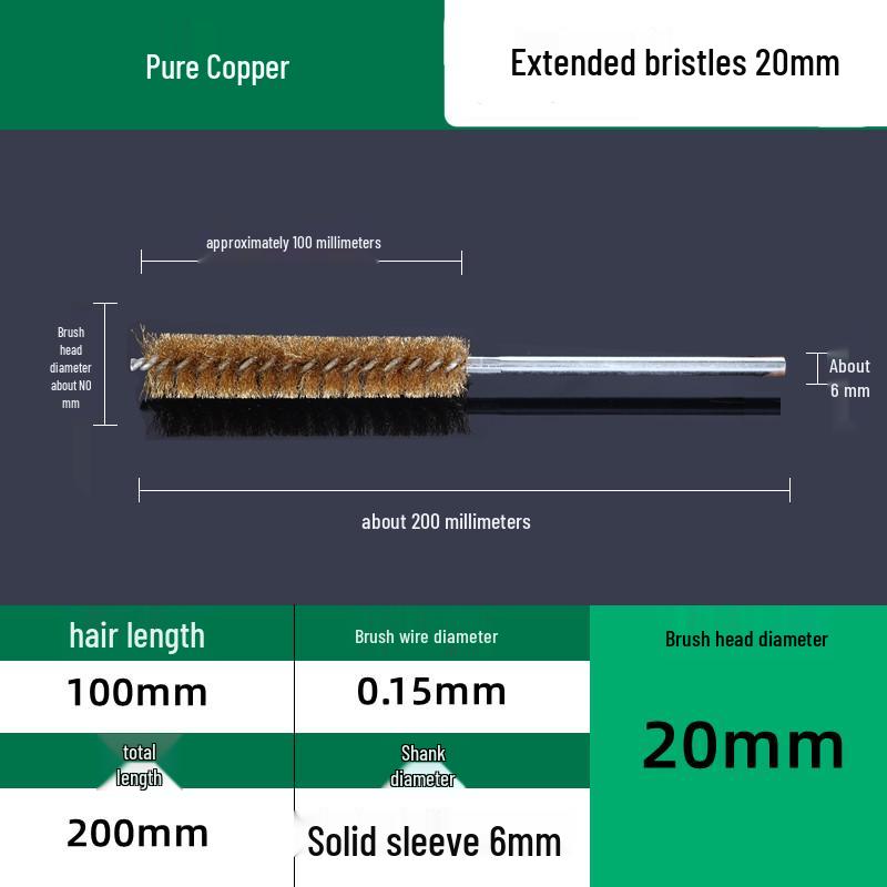 Industrial Rust Removal and Polishing Brush with Handle - Stainless Steel and Copper Wire for Inner Hole Sanding