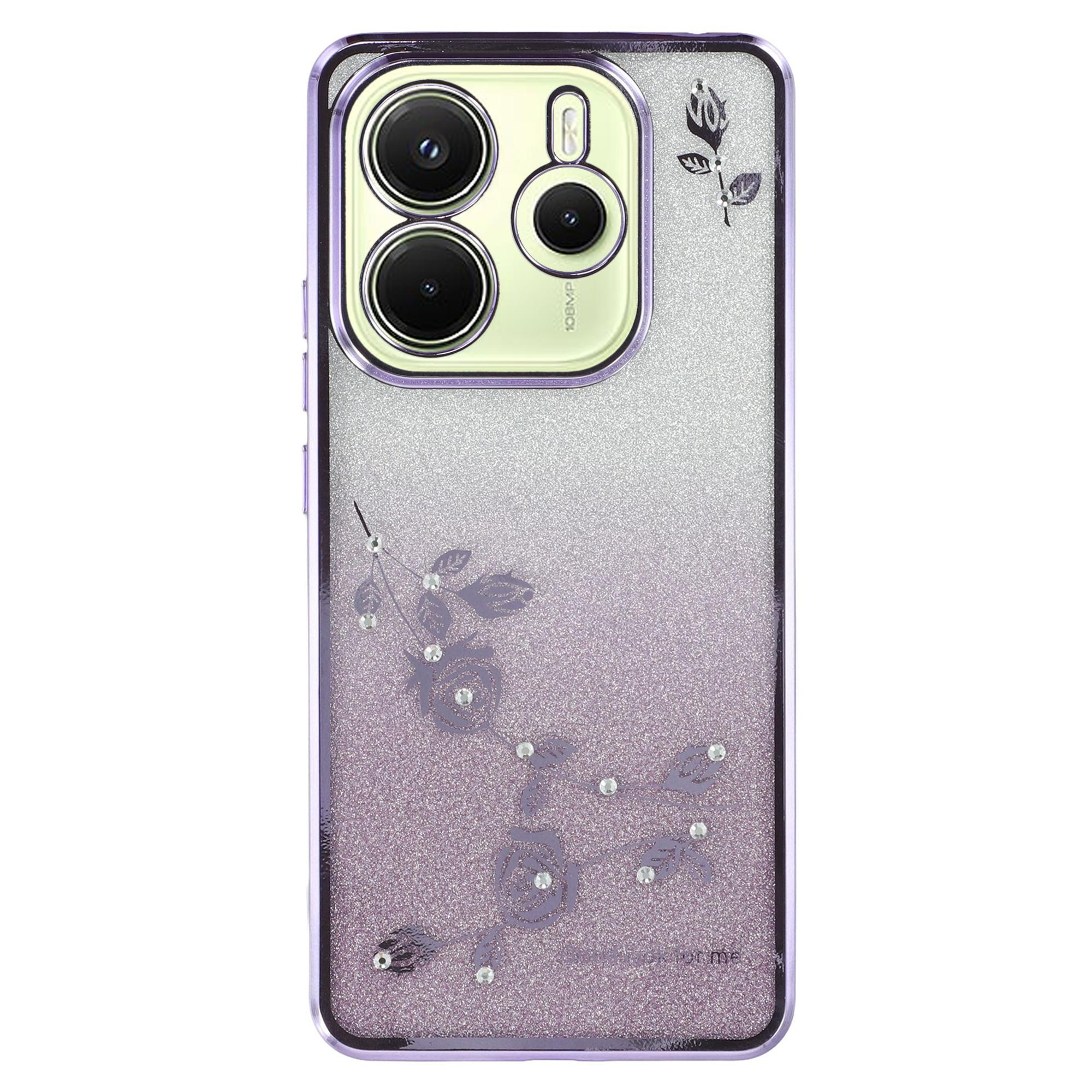 

KADEM Для Xiaomi Redmi Note 14 4G (163,25x76,55x8,16 мм) Чехол Цветок TPU Гибкий Градиентный Чехол для Телефона Purple