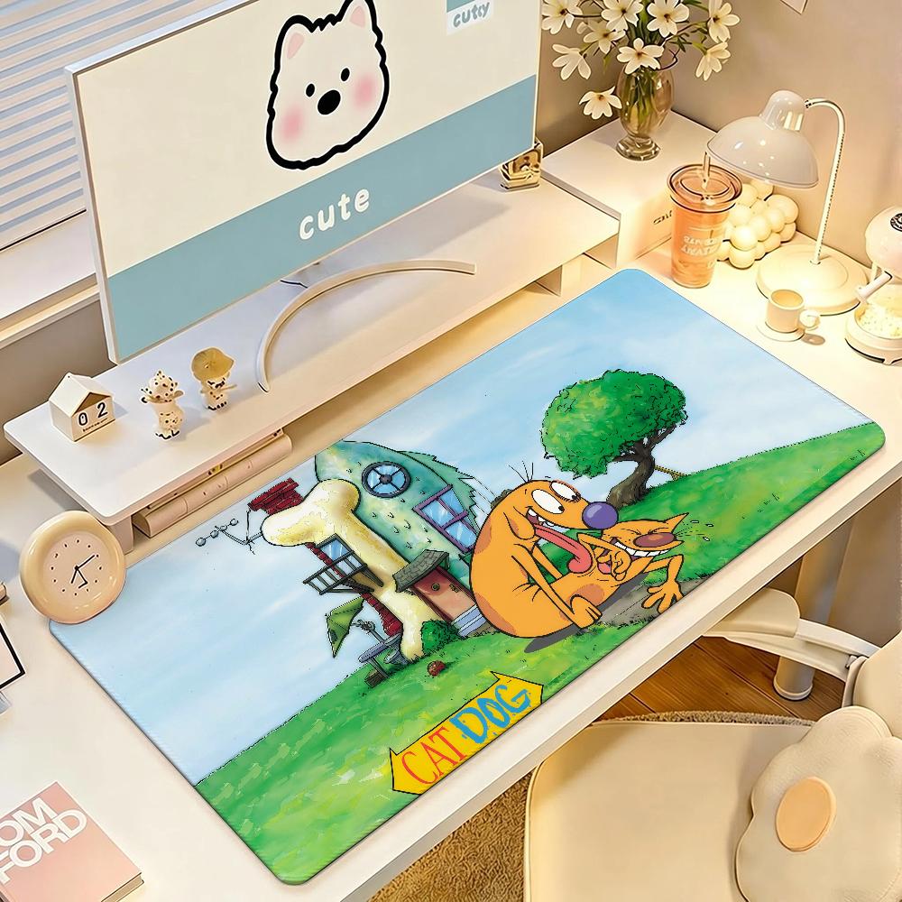 Cartoon cute C-Catdog Mouse Pad Square Office Gaming Desk Mat Waterproof Non-Slip Rubber Decorative