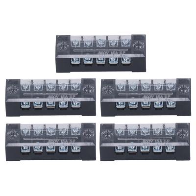 5pcs Wire Barrier Block Terminal Strip Professional TB Fixed Brass Dual Row Covered Terminal Strip