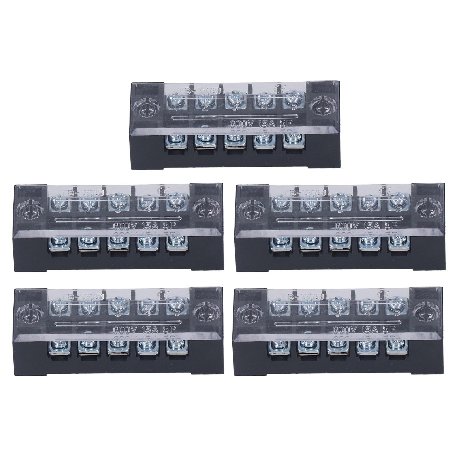 

5pcs Wire Barrier Block Terminal Strip Professional TB Fixed Brass Dual Row Covered Terminal Strip