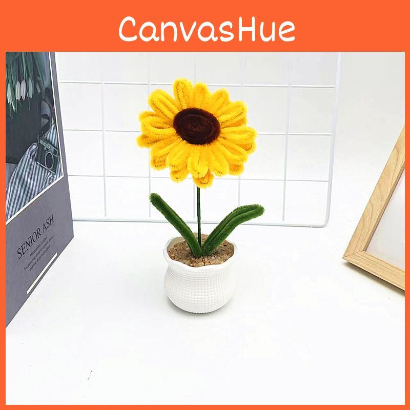 Twisted Rod Plush Sunflower Potted Desktop And Office Decoration Ornament