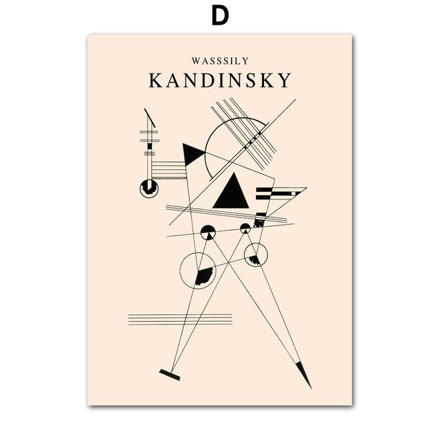 Geometry Lines Cat Works Posters and Prints Vintage Kandinsky Abstract Wall Art Picture Canvas Painting Living Room Home Decor