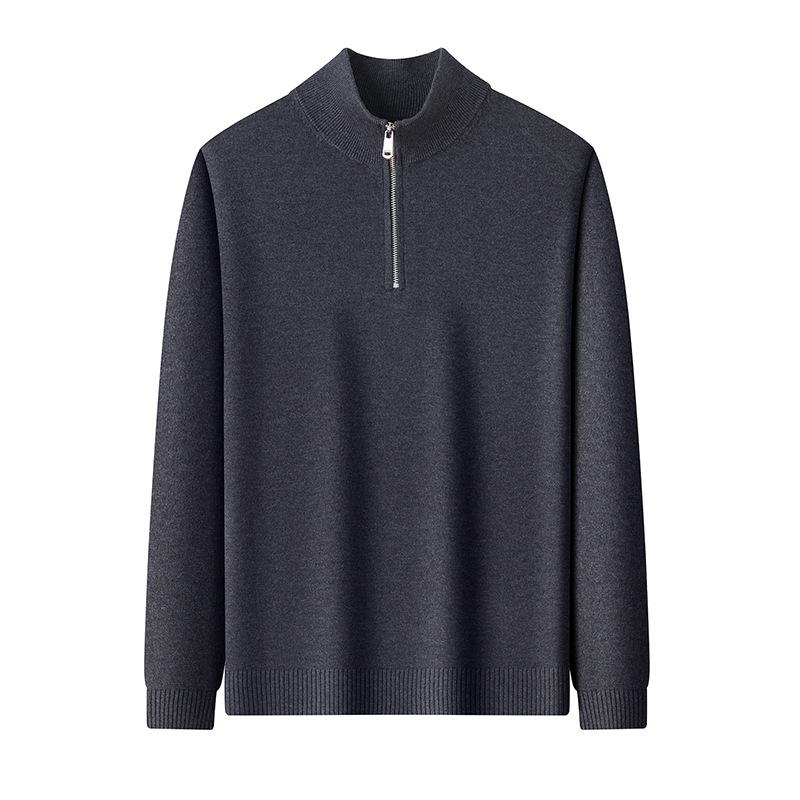 2025 Herbst/Winter Herren Warmer Wollstrickpullover mit halbem Stehkragen