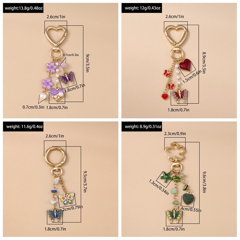 Zinc Zinc Alloy Enamel Butterfly Keychain DIY Heart Key Ring Lovely Bag Charm  Car Keyring