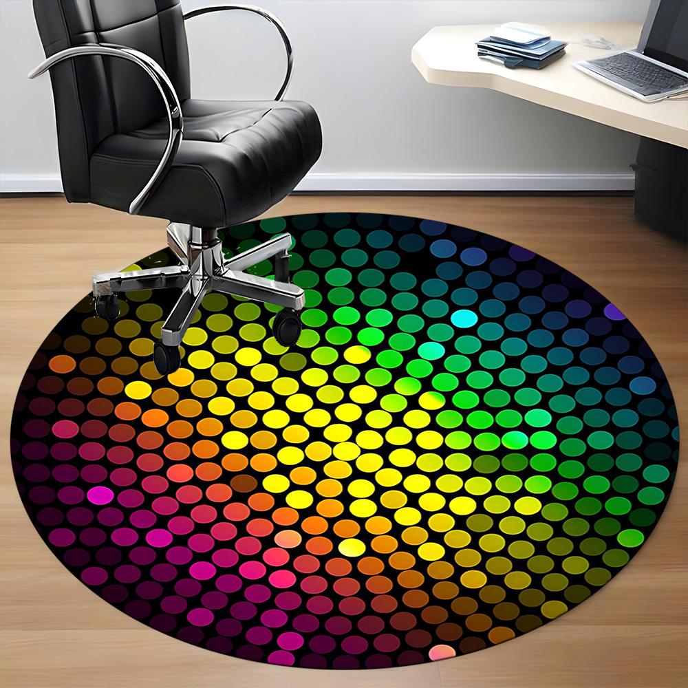 1 Stück Teppich mit Discokugel-Muster für das Büro, rutschfest, runder Teppich, weich & bequem, Teppich für das Büro, leichte runde Bodenmatte yy251226086