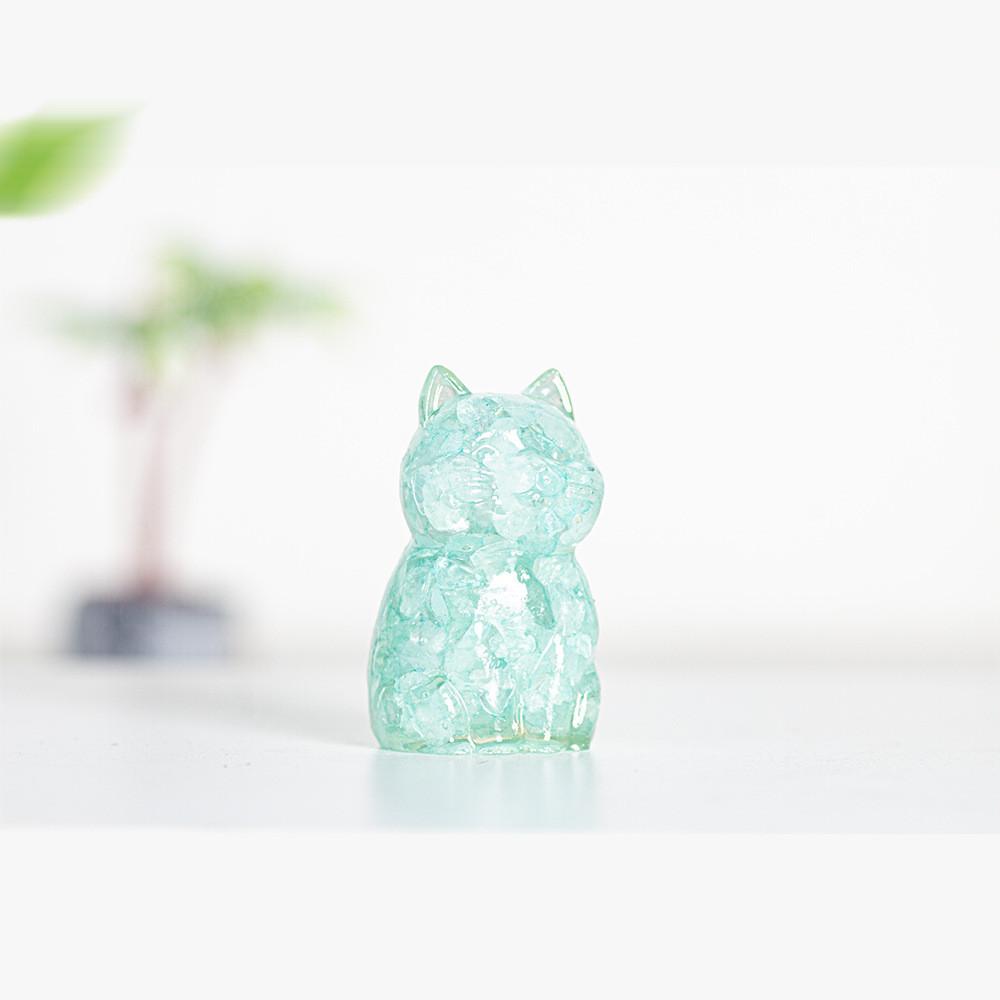 Resin Crystal Cat Figurine With Handmade Resin Art For Home Decor And Gift Giving