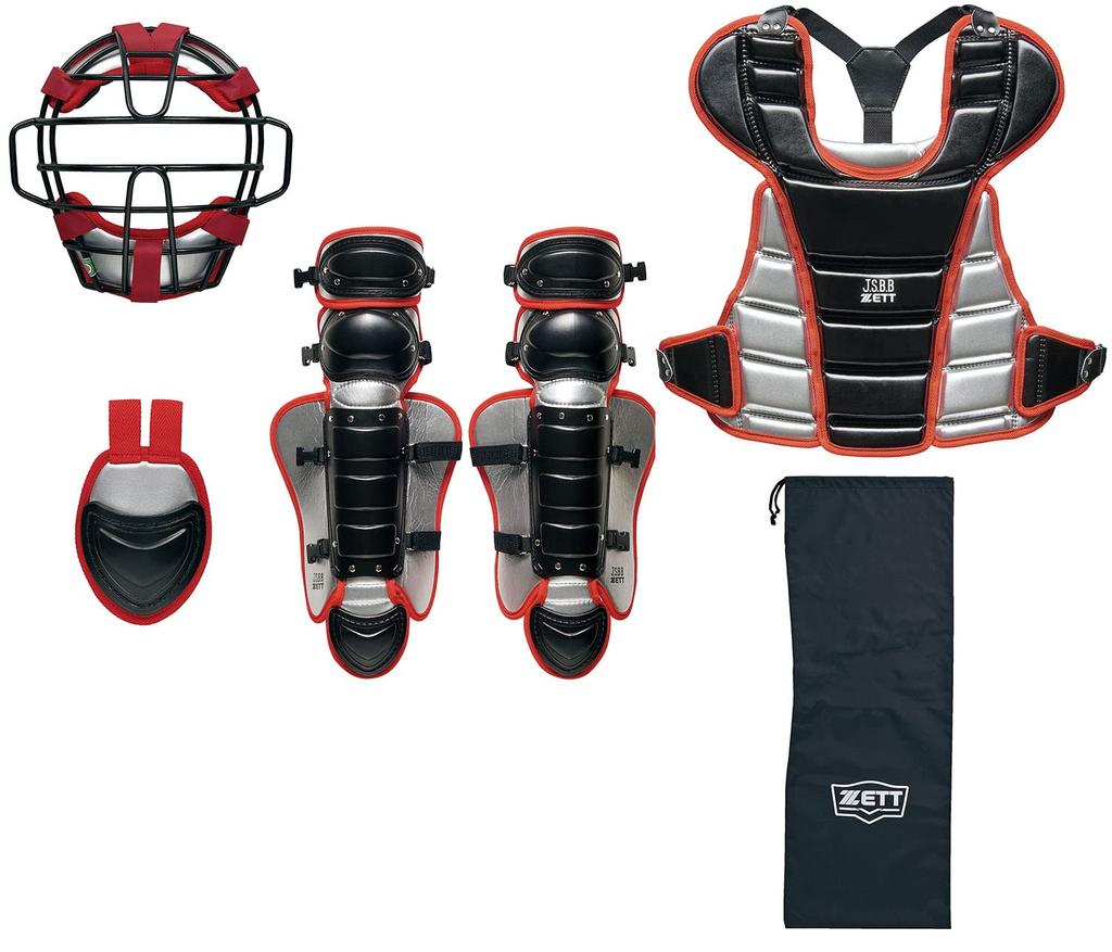 ZETT Baseball Protective Gear Set for Softball Limited for and Black and Silver from Swallow Catcher's (4-Piece Set) Baseball, Edition, Boys, Juniors,