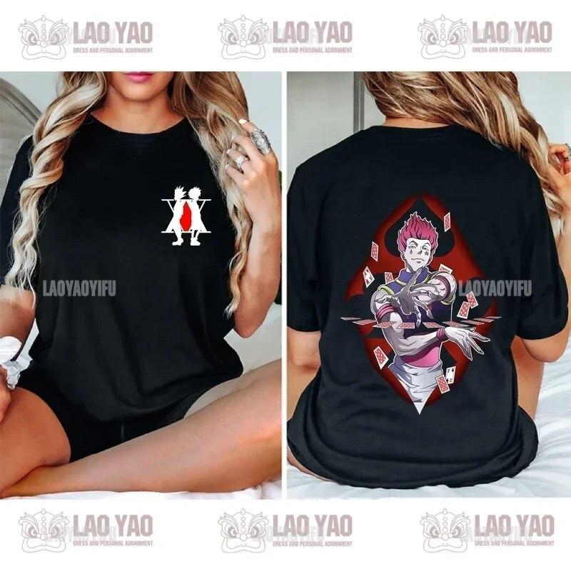 

Забавный мультяшный унисексга Хисока Kawaii футболка Hunter X Hunter Killua Zoldyck аниме футболка Kurapika HxH топ Devil s Eye