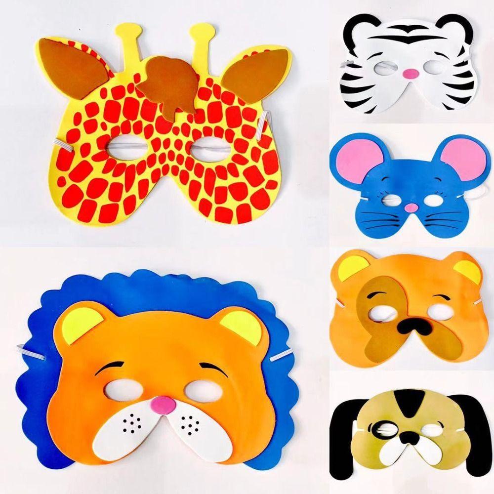 

12 шт. Маска для вечеринки из пены EVA в стиле джунглей, маска в стиле сафари, костюм для джунглей, маски животных для детей