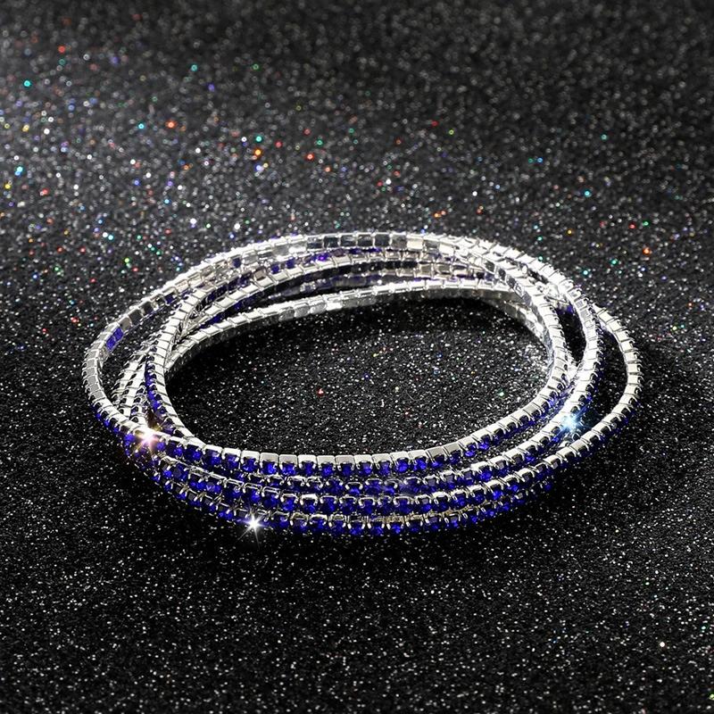 5Pcs/Lot Elastic Crystal Bracelets 2mm Charming Gold Color Crystal Rhinestones Metal Bangle Bracelet Jewelry DIY Gift