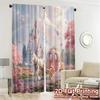 Set Of 2 Modern Flat Printing Curtains Without Rod Fantasy Kingdom Ride Fashionable Durable Polyester Fabric Curtain