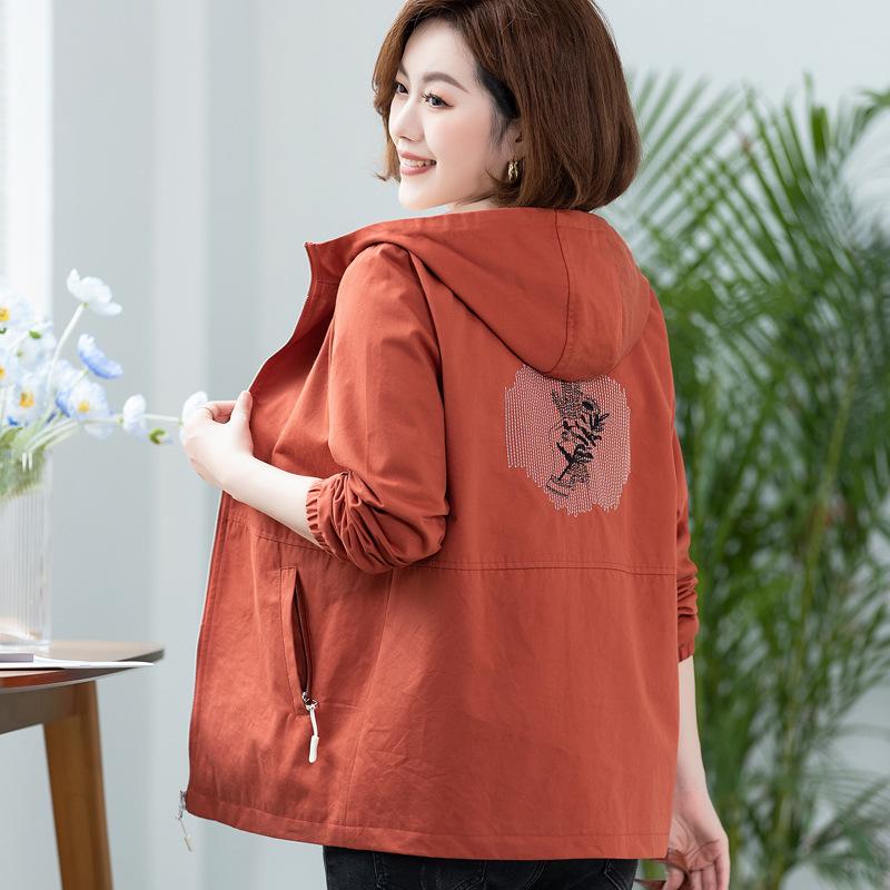 

Женская повседневная куртка с капюшоном большого размера - Весна/Осень в корейском стиле, омолаживающая 4XL