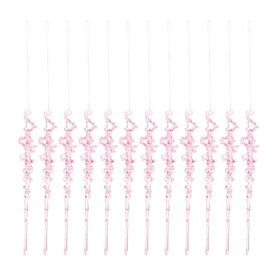 12 Pcs Crystal Christmas Icicle Ornaments for Tree Hanging Clear Acrylic Icicles