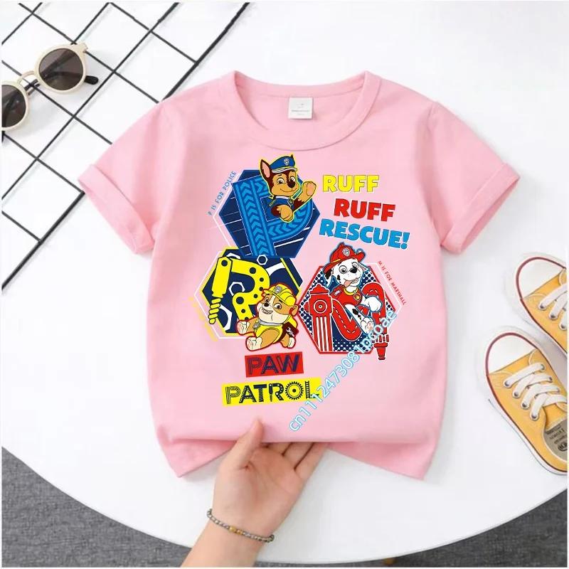 Summer Fashion Short-sleeve Party Gift Paw Patrol Boys and Girls T-shirt with Cartoon Anime Pattern Print