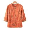 Mid-Aged Women's New Chinese Style Landscape Print Summer Shirt