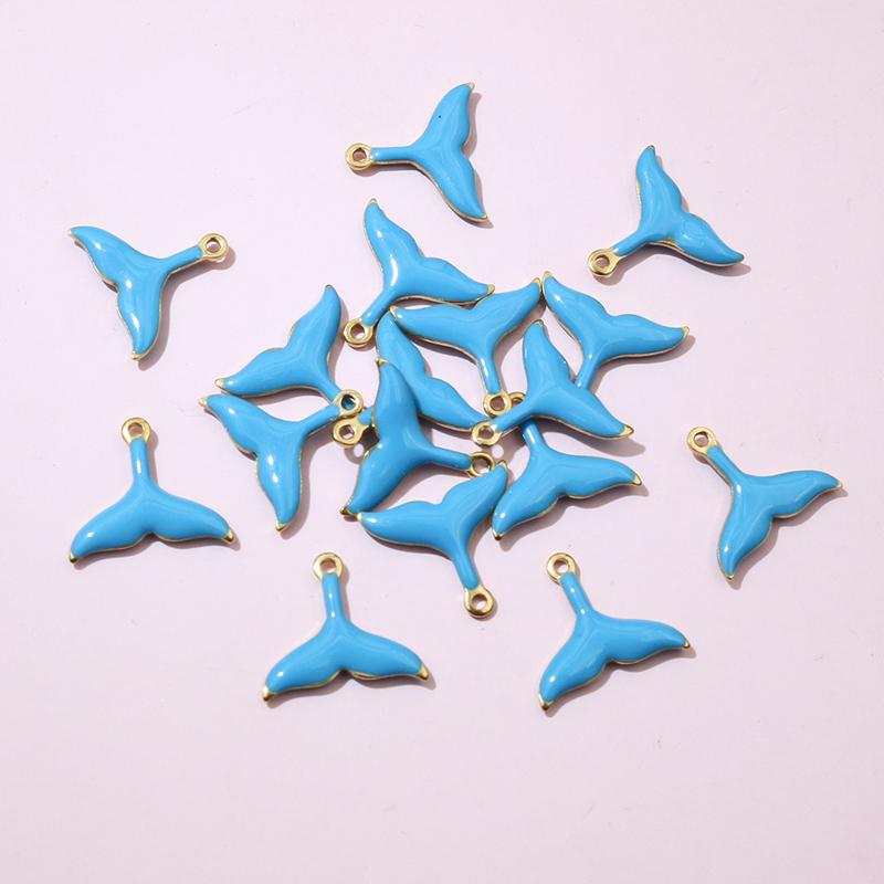 20pcs 10x11mm Stainless Steel Small Mermaid Tail Charms Pendant Enamel DIY Jewelry Making Accessories Findings Necklace Earrings