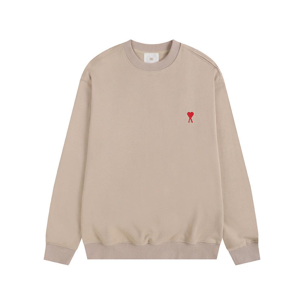 Sweatshirt Unisexe AMI ANCIENT en Coton avec Petite Broderie Cœur - Style Automne/Hiver, Col Rond, Coupe Ample, Décontracté.