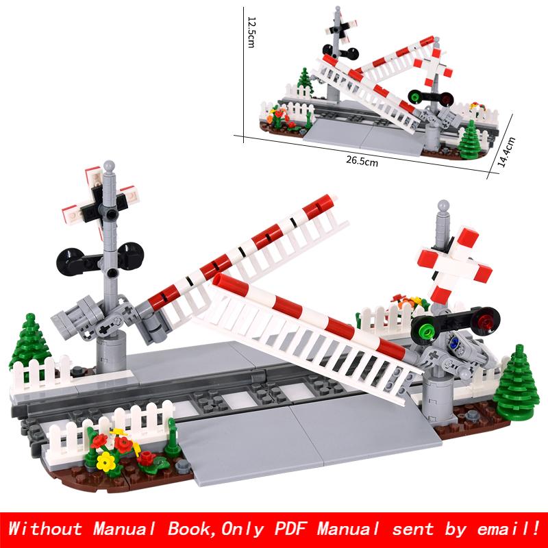 MOC Creative Expert City Train Traffic Lights Railing Crossing Railway Express Bricks Building Blocks DIY Toys for Kids Gifts